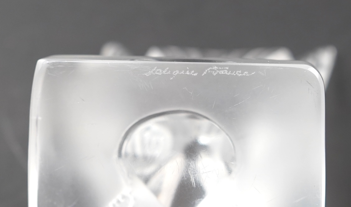 A Lalique frosted glass dove bookend, post-war, 15.5cm